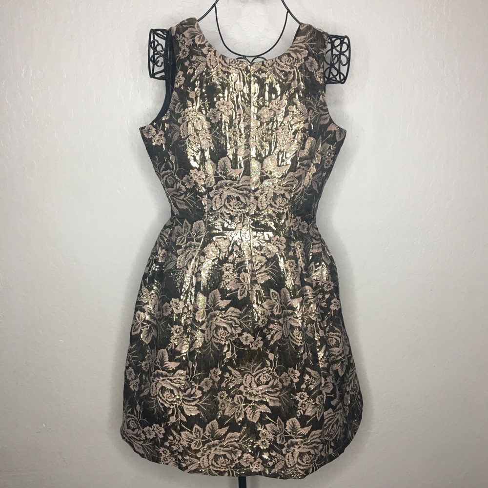 Soieblu metallic floral sleeveless a-line dress
